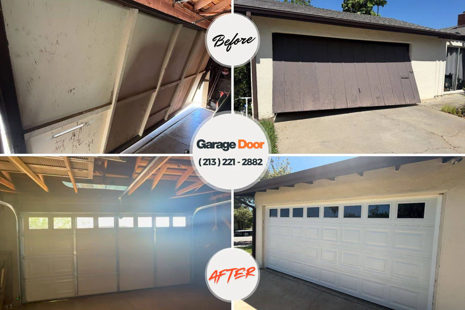 Before and after: garage door repair Ridgeland, SC